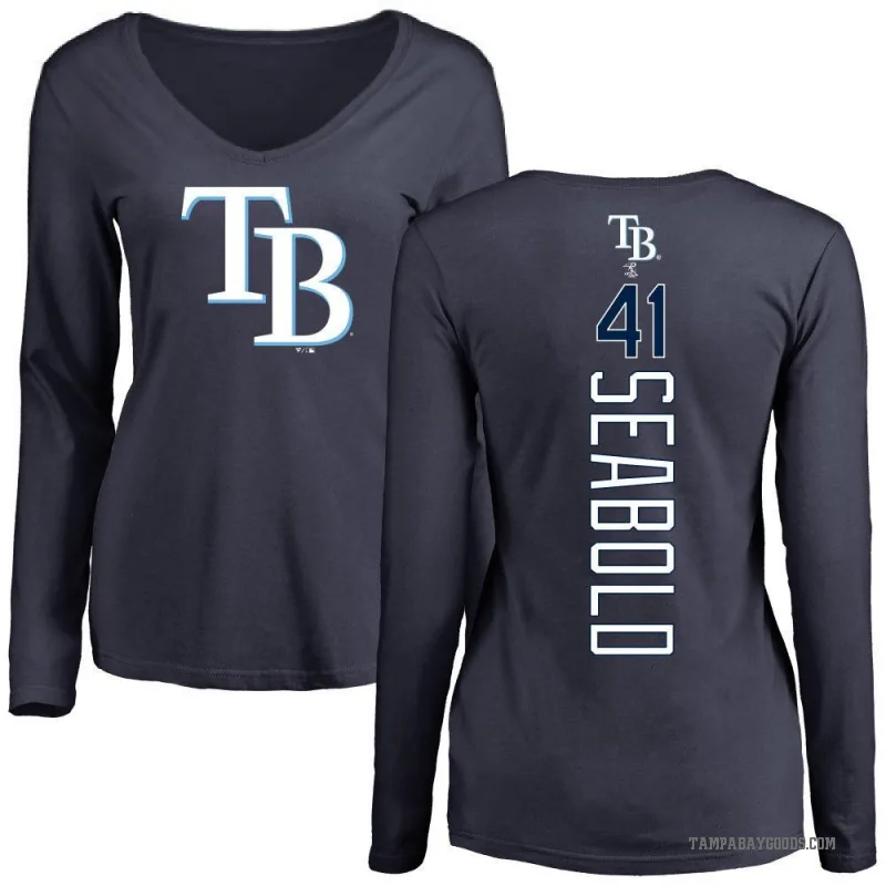 Connor Seabold Women's Navy Tampa Bay Rays Backer Slim Fit Long Sleeve T-Shirt -