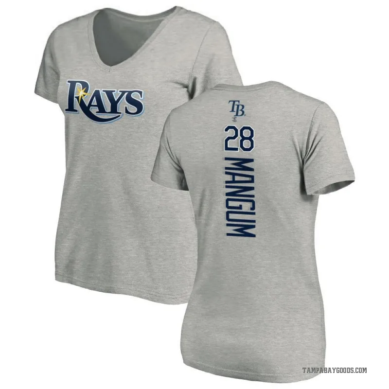 Jake Mangum Women's Ash Tampa Bay Rays Backer Slim Fit T-Shirt -