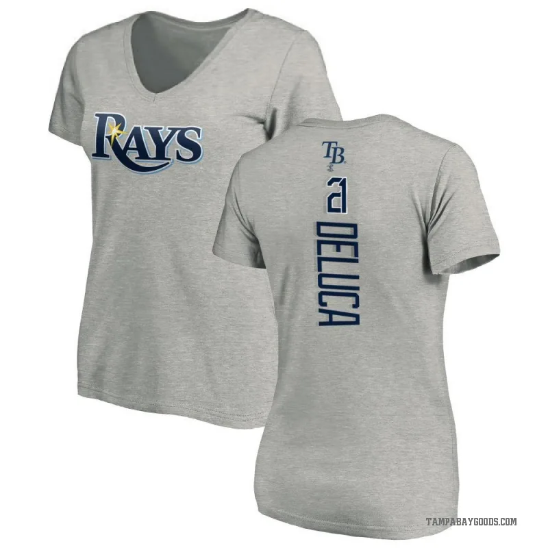 Jonny DeLuca Women's Ash Tampa Bay Rays Backer Slim Fit T-Shirt -